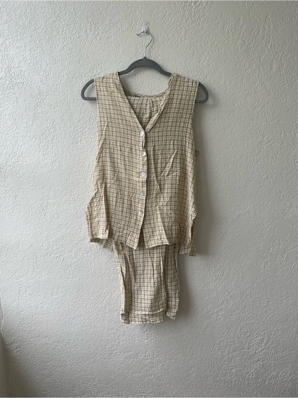 Vintage Gingham Matching Pant Set